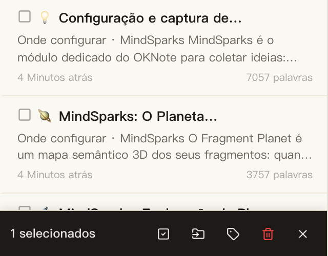 Notas · Limpeza em massa