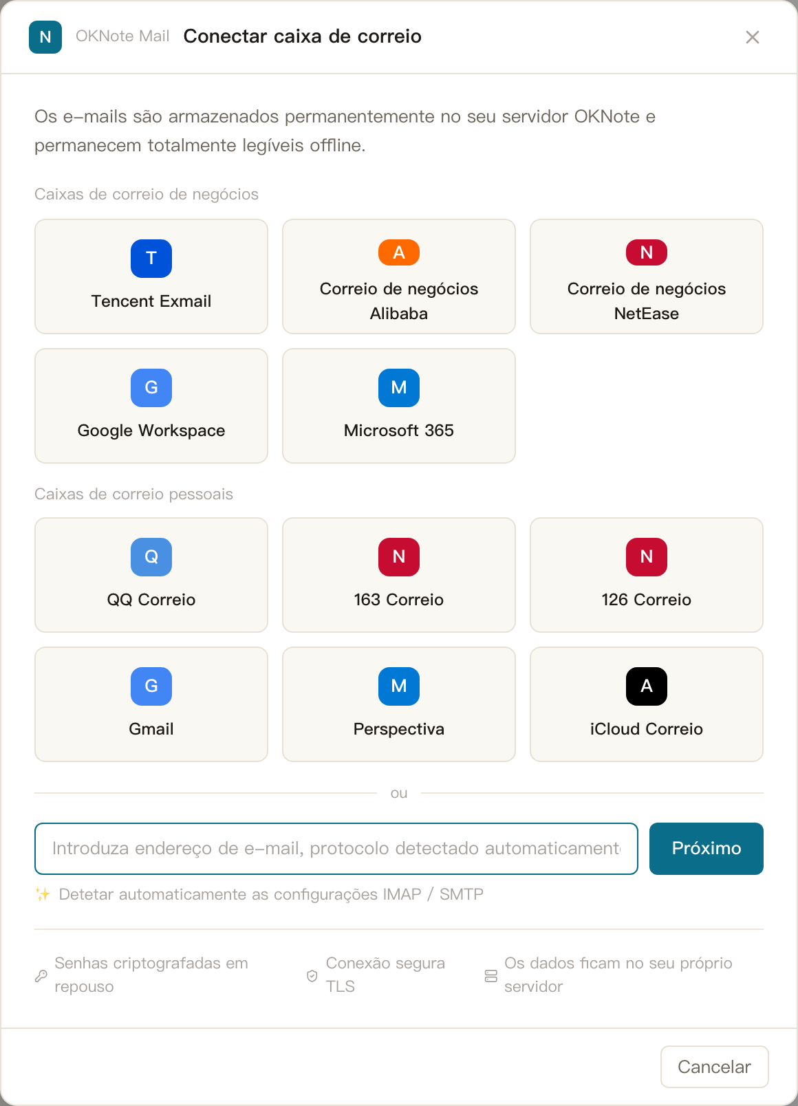 Email · 📮 Conectar caixas de correio e configurar correio