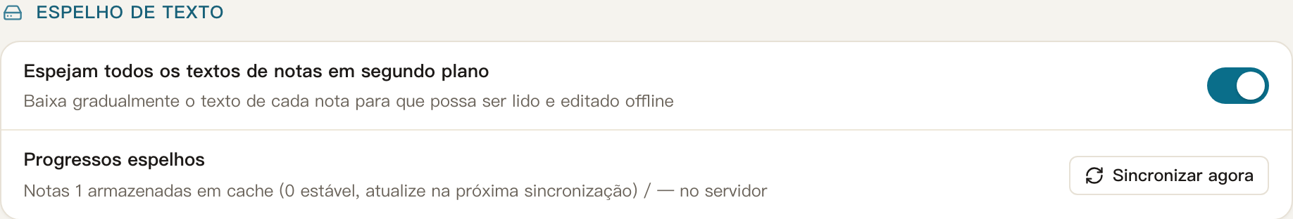 Notas · Offline e multi-dispositivo