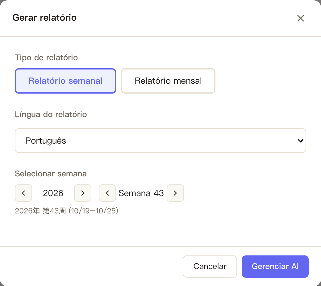Tarefas · Generar um relatório semanal