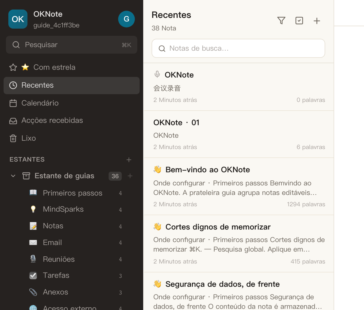 Primeiros passos · 👋 Bem-vindo ao OKNote