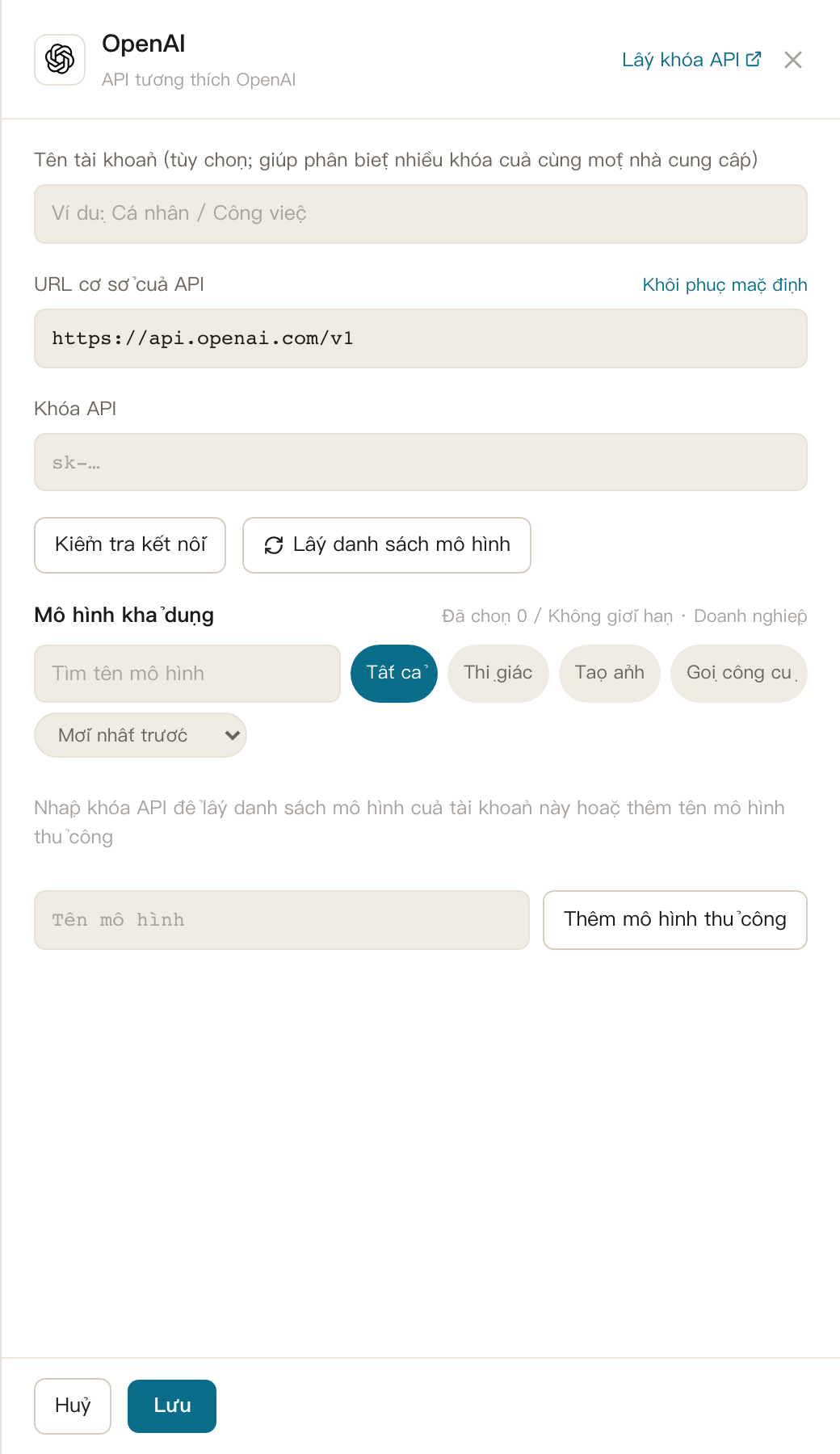 AI Thiết lập · 🤖 AI Nhà cung cấp và cấu hình mô-đun