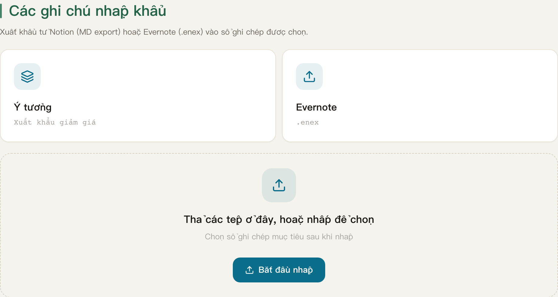 Ghi chú · Mang theo những ghi chú cũ của bạn