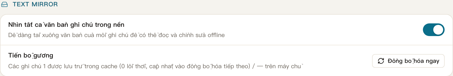 Ghi chú · Offline và đa thiết bị